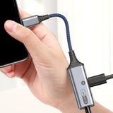 Maxbell 2 in 1 USB Type C to AUX Charger Adapter PD 60W Fast Charging MH338A Black