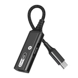 Maxbell 2 in 1 USB Type C to AUX Charger Adapter PD 60W Fast Charging MH338A Black
