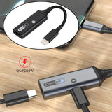 Maxbell 2 in 1 USB Type C to AUX Charger Adapter PD 60W Fast Charging MH338A Black