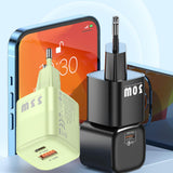 Maxbell 33W Dual Port Wall Charger Adapter Smart Chip for iOS Android Phones EU