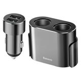 Maxbell Car Charger Dual USB Dual Cigarette Lighter 12V 24V Quick Charge Black