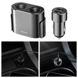 Maxbell Car Charger Dual USB Dual Cigarette Lighter 12V 24V Quick Charge Black