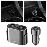 Maxbell Car Charger Dual USB Dual Cigarette Lighter 12V 24V Quick Charge Black