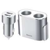 Maxbell Car Charger Dual USB Dual Cigarette Lighter 12V 24V Quick Charge Silver