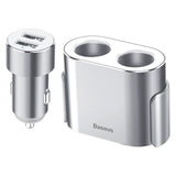 Maxbell Car Charger Dual USB Dual Cigarette Lighter 12V 24V Quick Charge Silver
