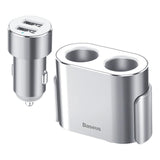 Maxbell Car Charger Dual USB Dual Cigarette Lighter 12V 24V Quick Charge Silver