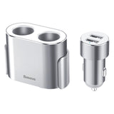 Maxbell Car Charger Dual USB Dual Cigarette Lighter 12V 24V Quick Charge Silver