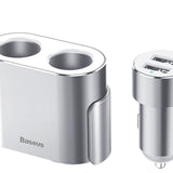 Maxbell Car Charger Dual USB Dual Cigarette Lighter 12V 24V Quick Charge Silver