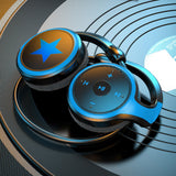 Maxbell Wireless Earhook Headset Bluetooth 5.0 FM Radio for Running Gym Gaming Blue