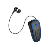 Maxbell Retractable Clip On Wireless Headset with Mic for Phone Sport Running Blue