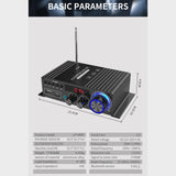 Maxbell Lp-A8BT Audio Power Amplifier AUX RCA 2x30W for Computers Speakers Studio