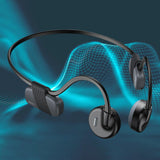 Maxbell Bone Conduction Headphones with Mic IPX6 Waterproof for Bicycling Sports Black