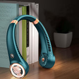 Maxbell Portable Neck Fan Hands Free Mini Fan 3 Speed Fan USB Rechargeable Fan Green