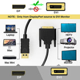 Maxbell 2M dp to DVI Cable Mirror Big Screen Connection for HDTV PC