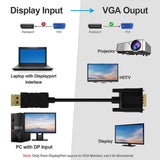 Maxbell DP to VGA Adapter DP to VGA Cable for Laptop Monitor Projector