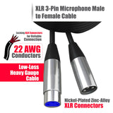 Maxbell XLR Microphone Cable Black Microphone Extension Cable for Microphone Cord 3m