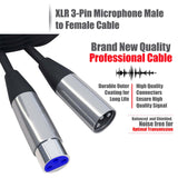 Maxbell XLR Microphone Cable Black Microphone Extension Cable for Microphone Cord 3m