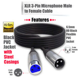 Maxbell XLR Microphone Cable Black Microphone Extension Cable for Microphone Cord 3m