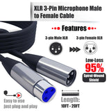 Maxbell XLR Microphone Cable Black Microphone Extension Cable for Microphone Cord 3m