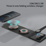 Maxbell 3 in 1 15W Wireless Charger Stand Foldable Magnetic High Speed Convenient