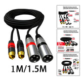 Maxbell Dual RCA Male to Dual XLR Male Cable Splitter for Studio Monitor Amplifier 1m
