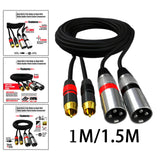 Maxbell Dual RCA Male to Dual XLR Male Cable Splitter for Studio Monitor Amplifier 1m