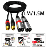 Maxbell Dual RCA Male to Dual XLR Male Cable Splitter for Studio Monitor Amplifier 1m