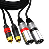 Maxbell Dual RCA Male to Dual XLR Male Cable Splitter for Studio Monitor Amplifier 1m