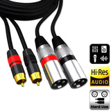 Maxbell Dual RCA Male to Dual XLR Male Cable Splitter for Studio Monitor Amplifier 1m