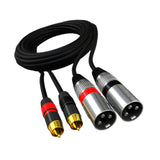 Maxbell Dual RCA Male to Dual XLR Male Cable Splitter for Studio Monitor Amplifier 1.5m