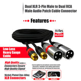 Maxbell Dual RCA Male to Dual XLR Male Cable Splitter for Studio Monitor Amplifier 1.5m