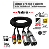Maxbell Dual RCA Male to Dual XLR Male Cable Splitter for Studio Monitor Amplifier 1.5m