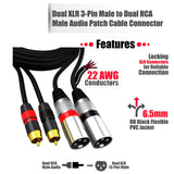 Maxbell Dual RCA Male to Dual XLR Male Cable Splitter for Studio Monitor Amplifier 1.5m