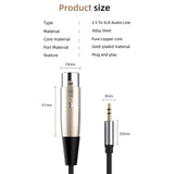 Maxbell 1.5M XLR to 3.5mm Cable Adapter Audio Cord for Notebook Mobile Phone Laptop