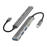 Maxbell 5 in 1 USB 3.0 Type C Adapter Hub SD TF Card Reader Professional Durable Grey