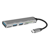 Maxbell 5 in 1 USB 3.0 Type C Adapter Hub SD TF Card Reader Professional Durable Grey