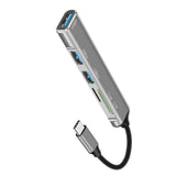 Maxbell 5 in 1 USB 3.0 Type C Adapter Hub SD TF Card Reader Professional Durable Grey
