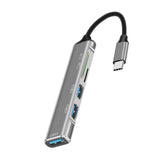 Maxbell 5 in 1 USB 3.0 Type C Adapter Hub SD TF Card Reader Professional Durable Grey