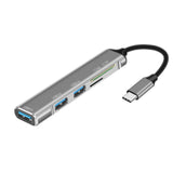 Maxbell 5 in 1 USB 3.0 Type C Adapter Hub SD TF Card Reader Professional Durable Grey