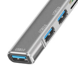 Maxbell 5 in 1 USB 3.0 Type C Adapter Hub SD TF Card Reader Professional Durable Grey
