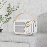 Maxbell Cute Retro Style Speaker with PU Leather Handle V5.0 for Party Kitchen White