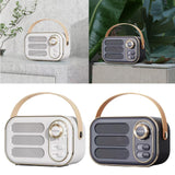 Maxbell Cute Retro Style Speaker with PU Leather Handle V5.0 for Party Kitchen White