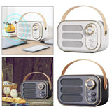 Maxbell Cute Retro Style Speaker with PU Leather Handle V5.0 for Party Kitchen White