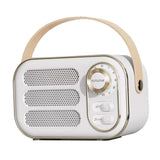 Maxbell Cute Retro Style Speaker with PU Leather Handle V5.0 for Party Kitchen White