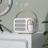 Maxbell Cute Retro Style Speaker with PU Leather Handle V5.0 for Party Kitchen White