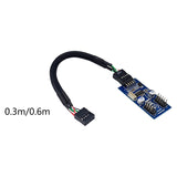 Maxbell 9Pin USB Extension Cable Card 9 Pin 1 to 2 Extension Splitter Cable 0.3m