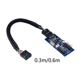 Maxbell 9Pin USB Extension Cable Card 9 Pin 1 to 2 Extension Splitter Cable 0.3m