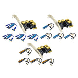 Maxbell Maxbell Pci-E Adapter Card 1x to 4 Ports Durable Accessory Portable for Windows 10 7 Black Yellow
