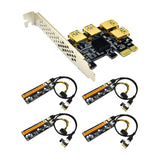 Maxbell Maxbell Pci-E Adapter Card 1x to 4 Ports Durable Accessory Portable for Windows 10 7 Black Yellow