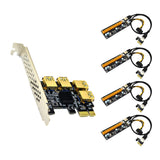 Maxbell Maxbell Pci-E Adapter Card 1x to 4 Ports Durable Accessory Portable for Windows 10 7 Black Yellow